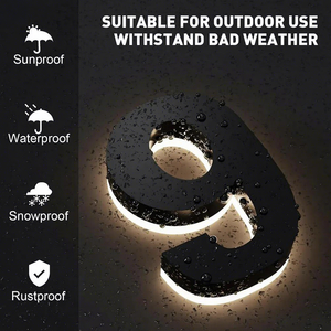 Ventes d'usine, numéro de <span class=keywords><strong>maison</strong></span> en acier inoxydable 3D LED pour extérieur, lettre lumineuse en métal, logo, plaque de porte pour entreprises - Product Image 1