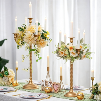 Candelabro de Hierro para Decoración de Mesa de Boda, Portavelas de Hierro con Múltiples Cabezas, Decoración Romántica para Cena a la Luz de las Velas, Premium