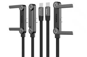 شاحن متعدد 4 في 1 بقوة 240 واط مع حامل هاتف قابل للطي مدمج من سبائك الألومنيوم، منفذ USB من النوع C إلى النوع C للهواتف المحمولة وأجهزة الكمبيوتر - Product Image 2