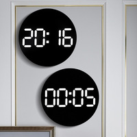 Jam Dinding Digital LED Bulat 10 Inci dengan Remote Control, Alarm, Temperatur, Kelembapan, dan Timer Hitung Mundur untuk Dekorasi Rumah dan Kantor