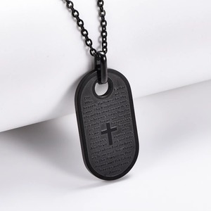 Collana con Ciondolo a Croce in Acciaio Inossidabile con Versetto Biblico Inciso, Disponibile in 3 Colori, Gioiello Regalo Religioso per Lui e Lei - Product Image 5
