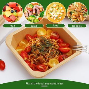 Square Octagonal 1200ml 41oz Jiehui Factory Wholesales Biodegradable Disposable Kraft Paper Food Cartons & Bowls Custom Prints - Product Image 3
