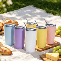 Gobelet isotherme en acier inoxydable à double paroi de 20 oz avec couvercle à paille, tasse à café portable pour voiture, idéal pour les cadeaux d'affaires en gros