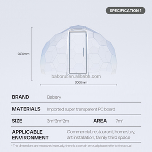 Dôme igloo transparent en polycarbonate, abri géodésique quatre saisons pour glamping, <span class=keywords><strong>camping</strong></span>, jardin, désert, surface <span class=keywords><strong>de</strong></span> 12,6 m² - Product Image 2