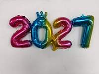 Bunte Verbundene Kronen-Zahlenballons 2027 aus Aluminiumfolie für Silvester und Neujahr
