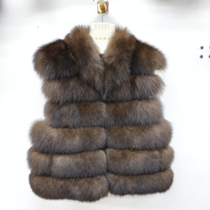 Nuovo <span class=keywords><strong>Gilet</strong></span> Invernale in Vera Pelliccia di Volpe, Lussuoso <span class=keywords><strong>Gilet</strong></span> Soffice in Pelliccia di Volpe per <span class=keywords><strong>Donna</strong></span>, Colletto in Pelliccia di Volpe <span class=keywords><strong>Marrone</strong></span> - Product Image 3