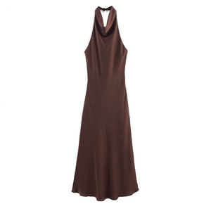 PB&ZA Vestido Halter sin Mangas para Mujer, Nuevo Estilo Moderno con Textura y Detalles en Color Contrastante, Vestido Vintage para Mujer - Product Image 1
