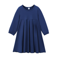 Nouvelle robe musulmane pour enfants, 2 pièces, bleu marine, robe longue, ensemble hijab uni, prière, Ramadan, Eid, abaya islamique pour fille