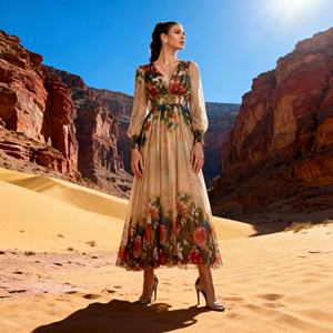 Luxury New Style High Quality Print Polyester Elegant <b>Modest</b> Abaya for Muslim Women <b>Dress</b> Custom Wholesale - Product Image 2