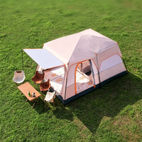 Tente de camping gonflable de luxe 2 chambres 1 salon, installation rapide en 3 minutes, moustiquaire intégrée, utilisable toute l'année