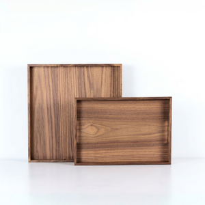 Plateau de service rectangulaire moderne de luxe en bois d'acacia, compatible lave-vaisselle, pour collations, café, repas, vaisselle de table et bureau, personnalisable, individuel - Product Image 1