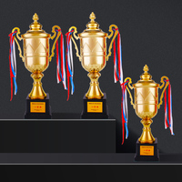 Trophée de la grande coupe du monde de football de luxe personnalisé en alliage de fer Sport Gold World Sports Football Metal Victory Cup pour les compétitions
