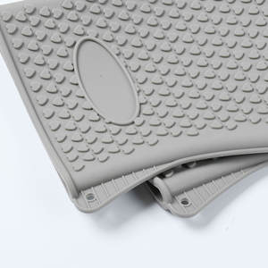 Gants de four en silicone résistants à la chaleur, antidérapants, pour micro-ondes et cuisson, à cinq doigts, motif cœur gris, compatibles lave-vaisselle - Product Image 4