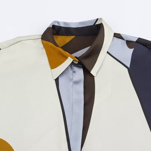 Femmes 2025 Printemps Nouveau <span class=keywords><strong>Chic</strong></span> Mode <span class=keywords><strong>Soie</strong></span> Satin Texture Imprimé Blouses Vintage Manches Longues Chemises Féminines Blusas <span class=keywords><strong>Chic</strong></span> Tops - Product Image 3