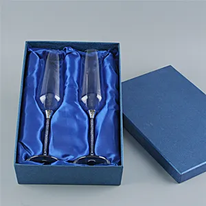 Boda Tallo fino Soplado a mano Regalo Sin plomo Crystal Clear Tall Tamaño perfecto 200ml perla champán Flautas gafas de vidrio