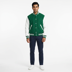 Chaquetas Varsity Clásicas con Cuello Alto y Frente en V para Hombre y Mujer, Servicio OEM ODM Personalizado de Alta Calidad al por Mayor, FINER THREADS, Novedad 2025 - Product Image 1