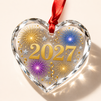 Colgante de cristal con forma de corazón de pavo de Acción de Gracias, adorno de cristal con estampado de otoño, llavero, regalo personalizado al por mayor de fábrica OEM ODM