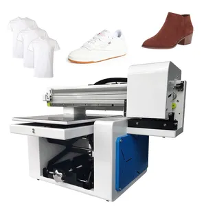 Grosir kustom Harga bagus A4 Flatbed Uv mesin cetak Uv Printer untuk kulit tekstil sepatu Pakaian T Shirt kain