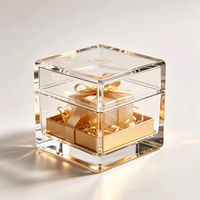 Vente directe, boîte de rangement pour poupées en acrylique carrée épaisse et durable, acrylique transparent avec ruban, boîte cadeau