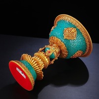Tibétain Led Électronique Beurre Lampe Bouddha Charge Simulation Flamme Maison Huit De Bon Augure Turquoise Bougeoir