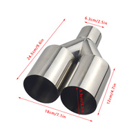 Tuyau d'échappement de voiture 63-89 mm à double sortie en Y en acier inoxydable, tuyau d'échappement de modification automobile à double sortie
