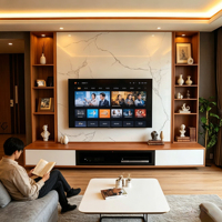 Mueble de TV con Textura de Madera Personalizada, Moderno y Sencillo, Flotante, para Montar en la Pared, Centro de Entretenimiento para Sala de Estar