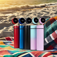 Vente chaude 500ml Bouteille d'eau intelligente en acier inoxydable à double paroi avec affichage de la température par LED Verres de marque privée à bas prix