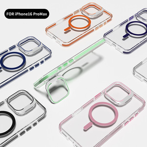 TPE coloré bord caméra support étui pour iphone 16 15 14 13 12 modèles en alliage de <span class=keywords><strong>zinc</strong></span> cadre béquille couverture de téléphone - Product Image 4