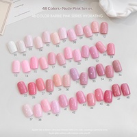 Kit de vernis à ongles gel en caoutchouc rose 48 couleurs, gel UV couleur unie rose prune à paillettes fines, effet blanchissant doux, sans TPO ni HEMA