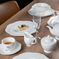 Assiettes à dessert en céramique blanche personnalisables, vaisselle en porcelaine fine de Chine, ensemble d'assiettes blanches, vaisselle de restaurant, ensembles de vaisselle