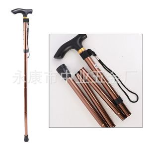 Bâton de randonnée pliable en alliage d'aluminium à 5 sections, hauteur télescopique réglable, bâton de marche d'extérieur - Product Image 5