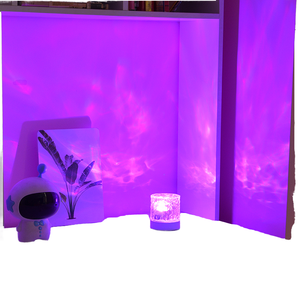 Lampe murale Aura Aurora Light Rippled Cube Sunset, en ABS blanc, petite, rotative, dynamique, 16 LED, effet d'ondulation d'eau, commande tactile, chambre à <span class=keywords><strong>coucher</strong></span> - Product Image 1