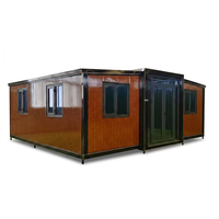 Rumah Kontainer Ekspansi Sayap Ganda Prefab Modular Villa Dua Kamar Tidur Dua Kamar Mandi Dapur Tata Letak Rumah Mobile Sistem Pembangunan Kustom