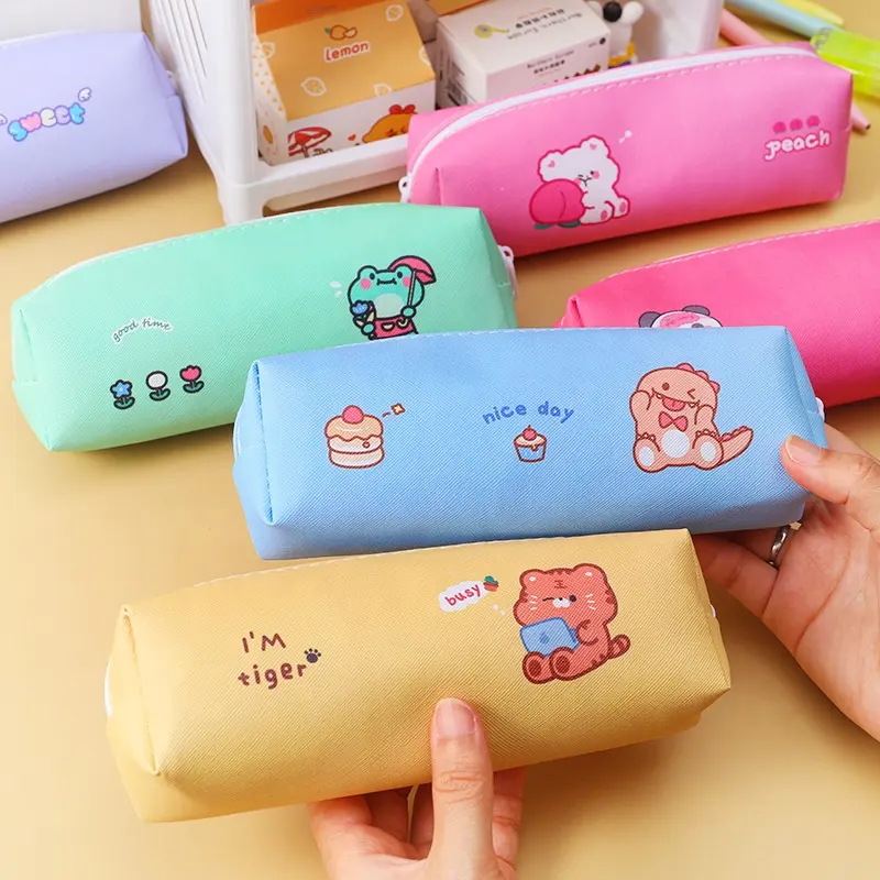 Goedkope Schattige School Briefpapier Tas Cartoon Kawaii Lederen Etui Voor Meisjes