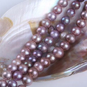 Prix de gros Perles d'eau douce naturelles 9-15mm Perles Edison Perles de chaîne en forme de tour violettes naturelles Vente directe Colliers de perles - Product Image 2