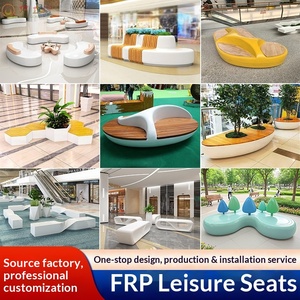 Fiberglass Commercial Outdoor Leisure Bench Modern Creative Display Long Bench with Pebble Design Guangdong Combination Seat - Product Image 2