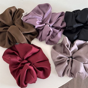 Large 18cm <strong>Burgundy</strong> Silk Satin Scrunches <strong>Hair</strong> Ties <strong>Accessories</strong> - Product Image 1