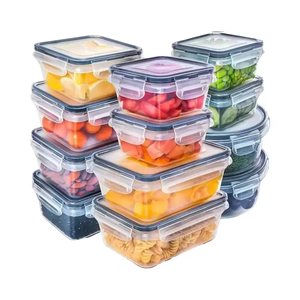 Juego de 12 Recipientes de Vidrio Ecológicos para Almacenamiento de Alimentos, Libres de BPA, Aptos para Microondas y Lavavajillas, Multifuncionales, con Tapa Abatible para Viaje - Product Image 2