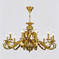 Lustre suspendu en céramique rétro pour projet d'ingénierie, lampe à suspension artistique en laiton massif avec bougies décoratives pour éclairage intérieur
