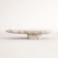 Table basse en marbre Breccia, forme de grain de café organique, plateau incurvé irrégulier, piétement cylindrique unique, table à thé moderne pour salon