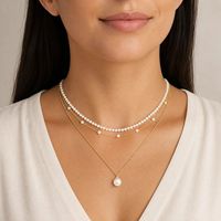Kalung Berlapis Warna Emas dengan Liontin Cincin Geometris, Perhiasan Fashion Minimalis untuk Wanita
