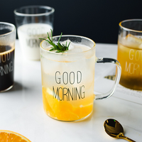 Tasse en verre résistant à la chaleur, thé, lait, jus, eau, petit déjeuner, tasse à café avec couvercle en bambou et cuillère, tasses en verre du matin