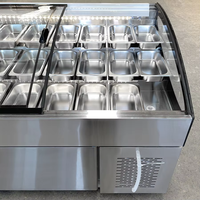 Table de préparation réfrigérée commerciale en acier inoxydable à double température de 2 mètres pour sauces et assaisonnements, avec compartiment à salade à fentes