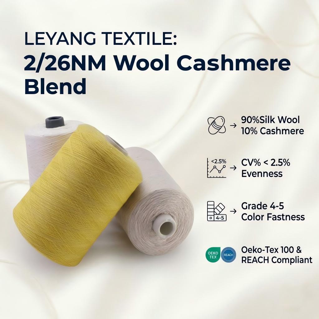 2/26NM Worsted Luxury Silk Wool Cashmere Yarn Soft Silky Warm Premium for Sweater Scarf Knitting Wholesale Factory