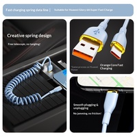 Kabel Data Silikon Retractable Spring 66W Pengisian Cepat Dual Type-C untuk Penggunaan Mobil CarPlay