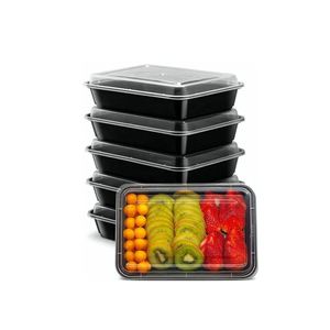 กล่องพลาสติกใส่อาหารแบบใช้แล้วทิ้งทรงสี่เหลี่ยมสีดำพร้อมฝาปิดสำหรับเตรียมอาหาร - Product Image 1