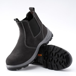 Safety Shoes Men Suede Cowhide Anti-smashing Anti-puncture Middle-cut Work Boots All-season Fleece Lined - Product Image 3