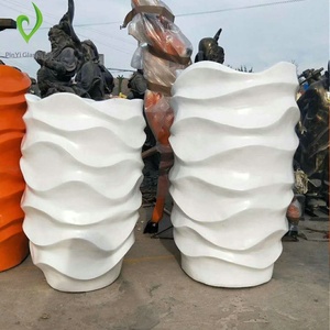 European-style Minimalist Modern Wave-pattern <b>Large</b> Fiberglass Floor-standing Flower <b>Pot</b> Vase Decorative Ornament for Hotel - Product Image 4