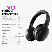 Headset Lipat Tahan Air IP65 dengan Port AUX, Driver 40mm Jangkauan 15M BT 5.3 Stereo