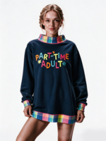 Sweat-shirt à col montant pour femme, plusieurs couleurs au choix, longueur allongée, logo brodé personnalisé